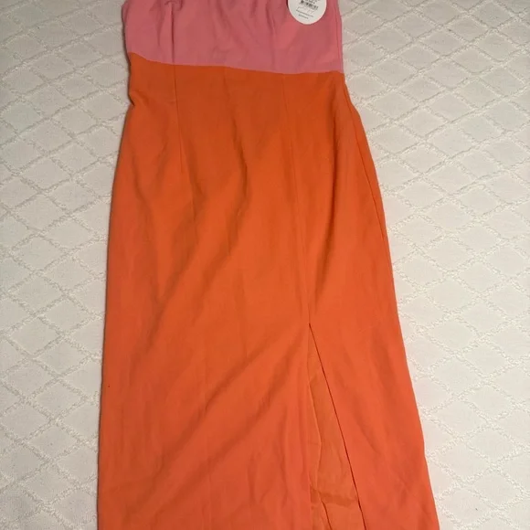 NEW Petal & Pup Xiomar One Shoulder Midi Dress Orange Pink Size US 8 Cocktail - Picture 9 of 11